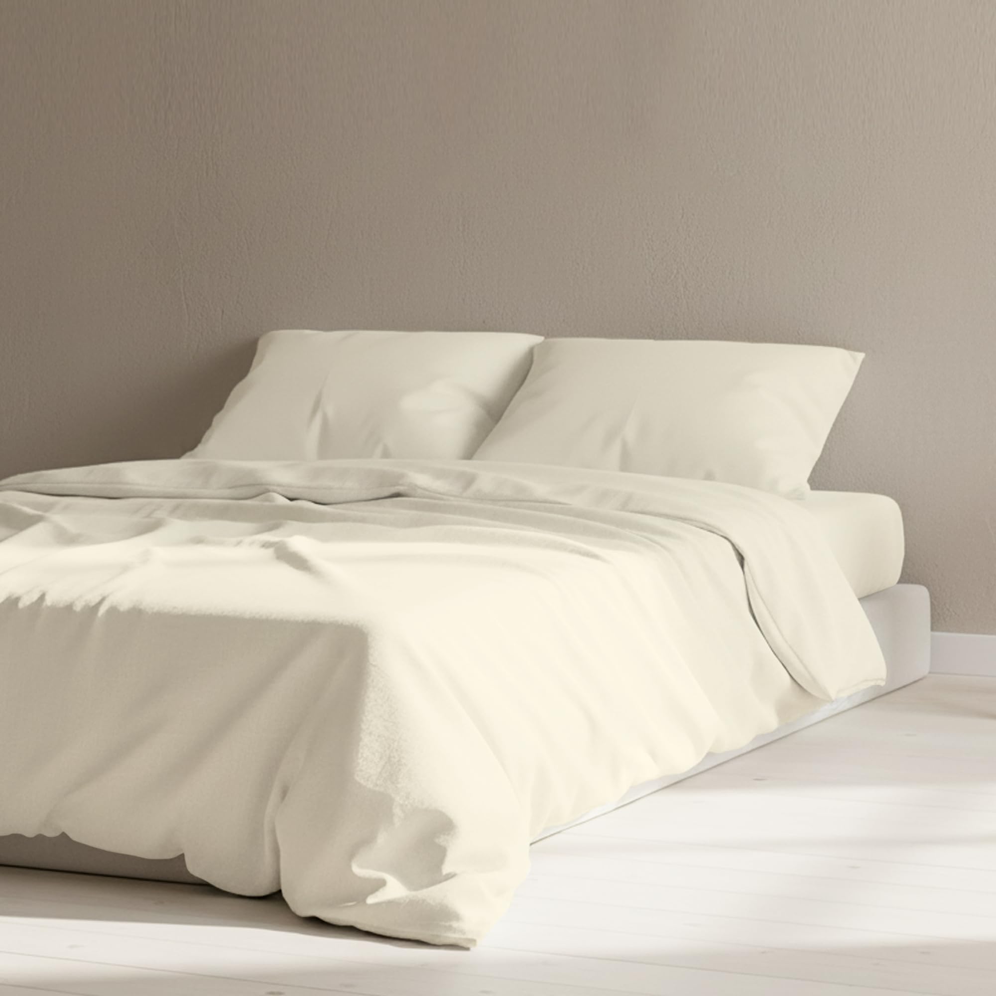 The Linen Company NY Eucalyptus Bedding – Tencel Double Duvet Cover with BCI Cotton Blend, Ultra-Soft, Breathable Percale, Skin-Friendly, Lightweight, Temperature-Regulating (Ivory)