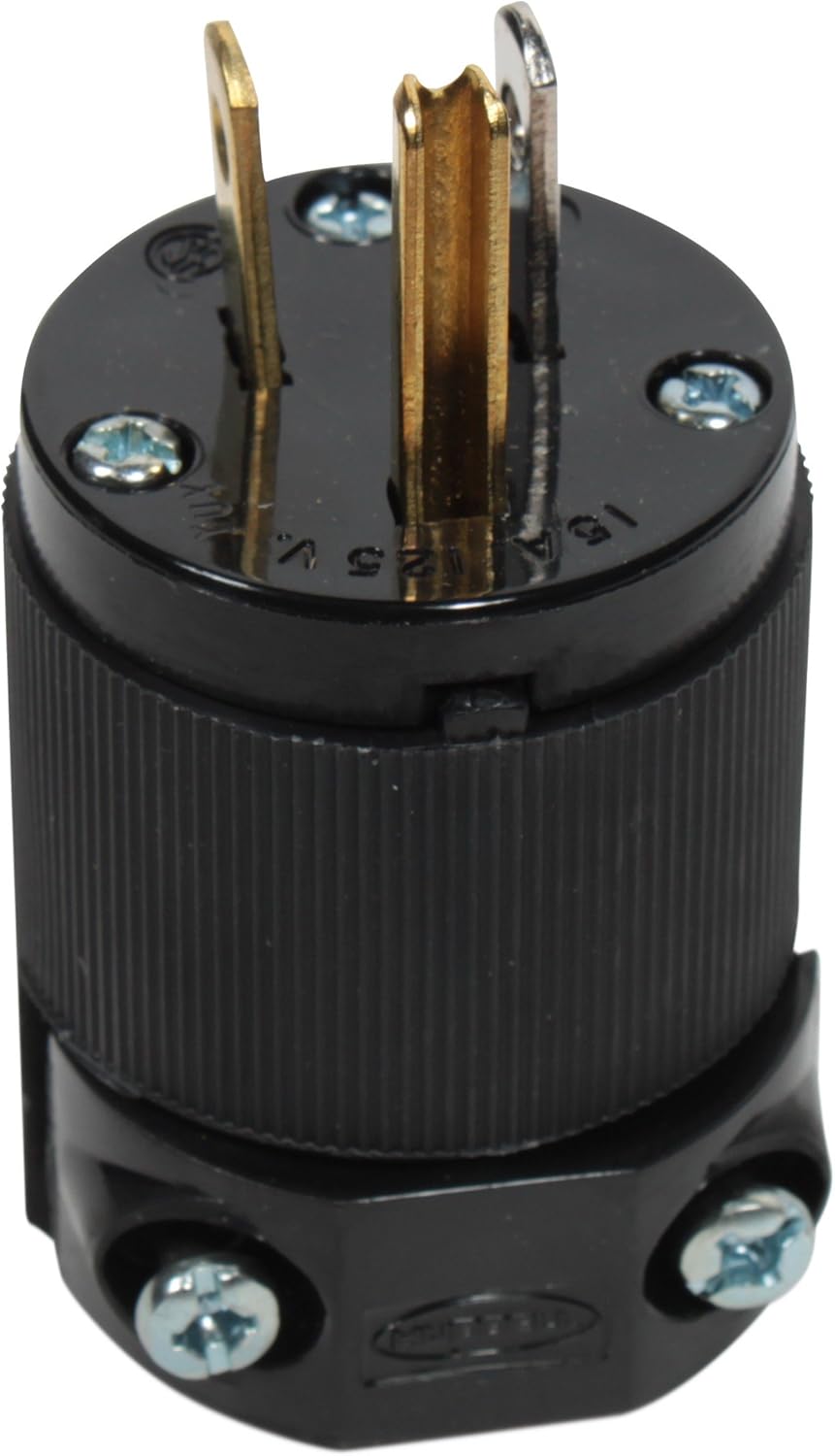 Hubbell Entertainment Series 5266 AC Male Edison Plug 15 Amp - All Black