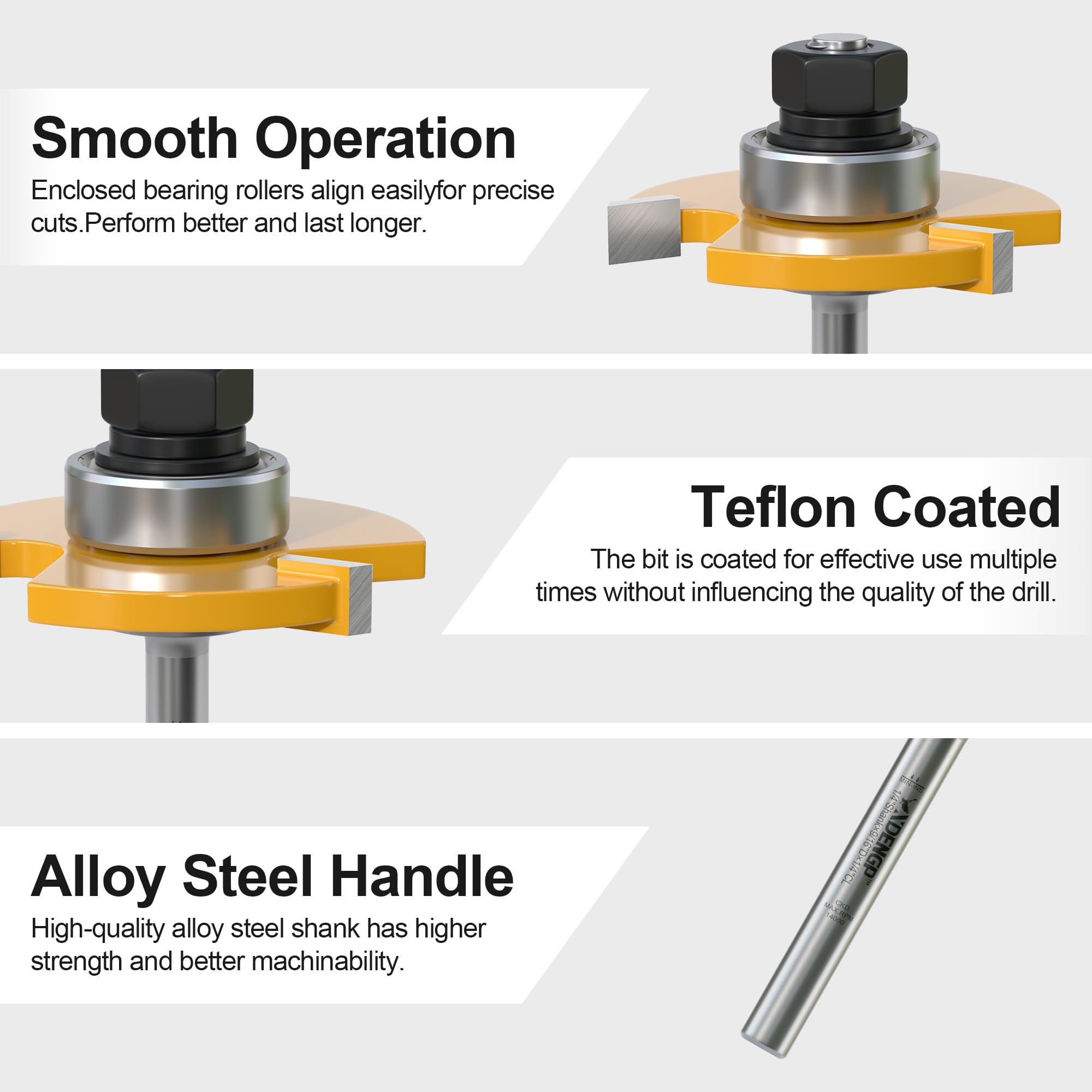 Slot Cutter Router Bit 1/4 Shank, 3 Wing Slotting Cutter Router Bit for T-Molding Slot Cutting | 1/4" Carbide Height — Amazon image 4