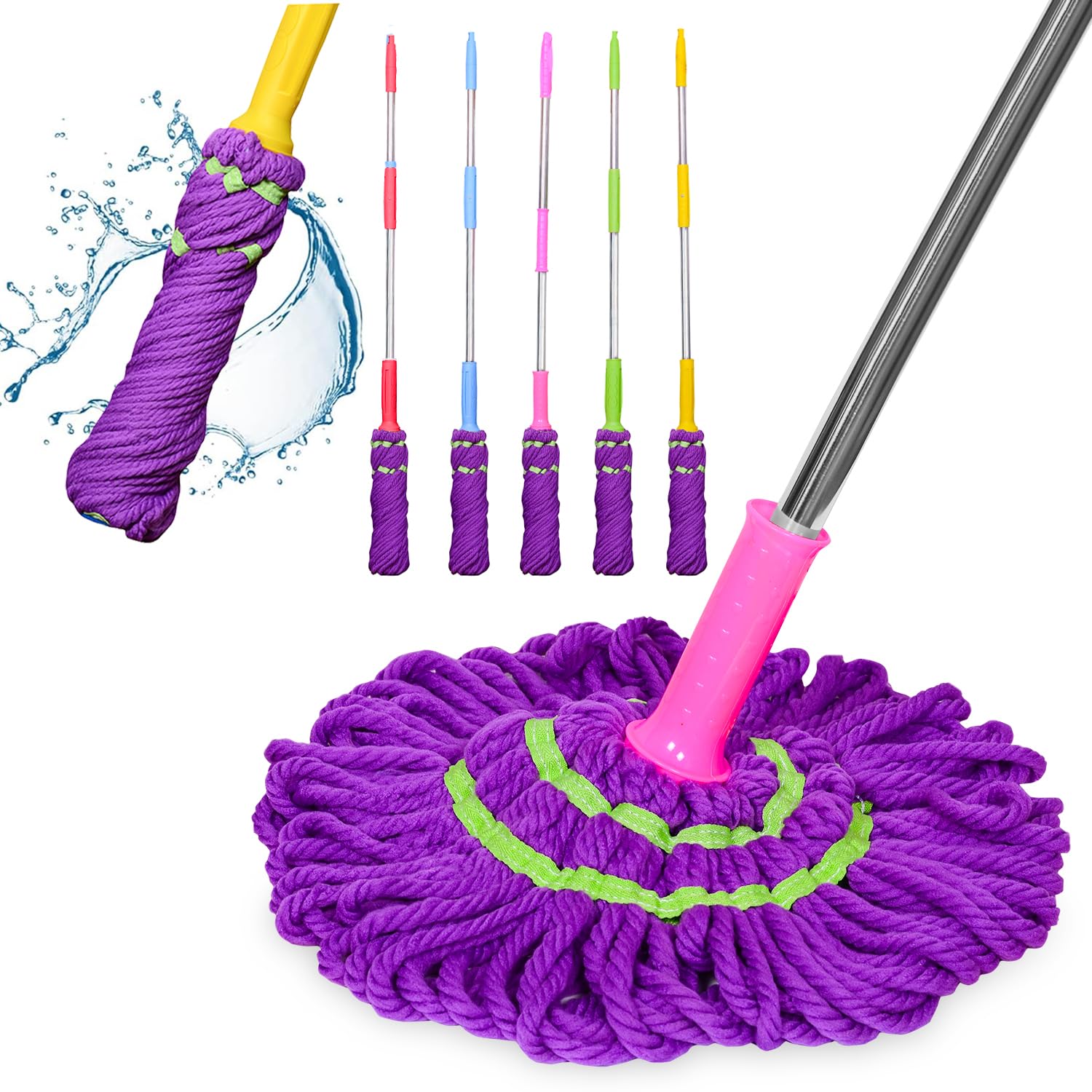 ZENDEALS Microfibre Twist Mop for Floor Cleaning, Stainless Steel Rod, Hands Free Squeeze, Home Office use (Pack of 1) (B0D25ZNM77) Amazon Price History, Amazon Price Tracker