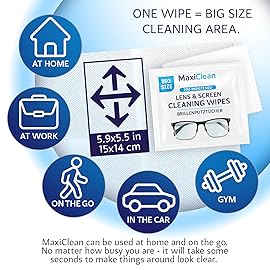 Glasses Wipes Lens Cleaner - Lens Wipes for Eyeglasses - 400 Pre-moistened Individually Wrapped Wipes for Eye Glasses, Electronics, Phone, Computer, Laptop Screen - Camera Lens Cleaner - Made in EU