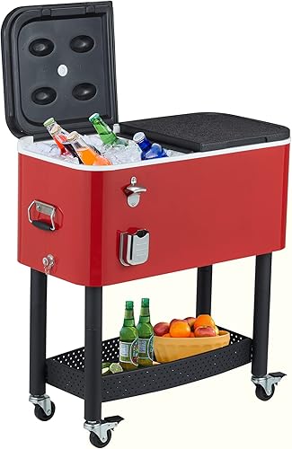 YOLENY 80 Quart Rolling Cooler Cart - Thumbnail 2