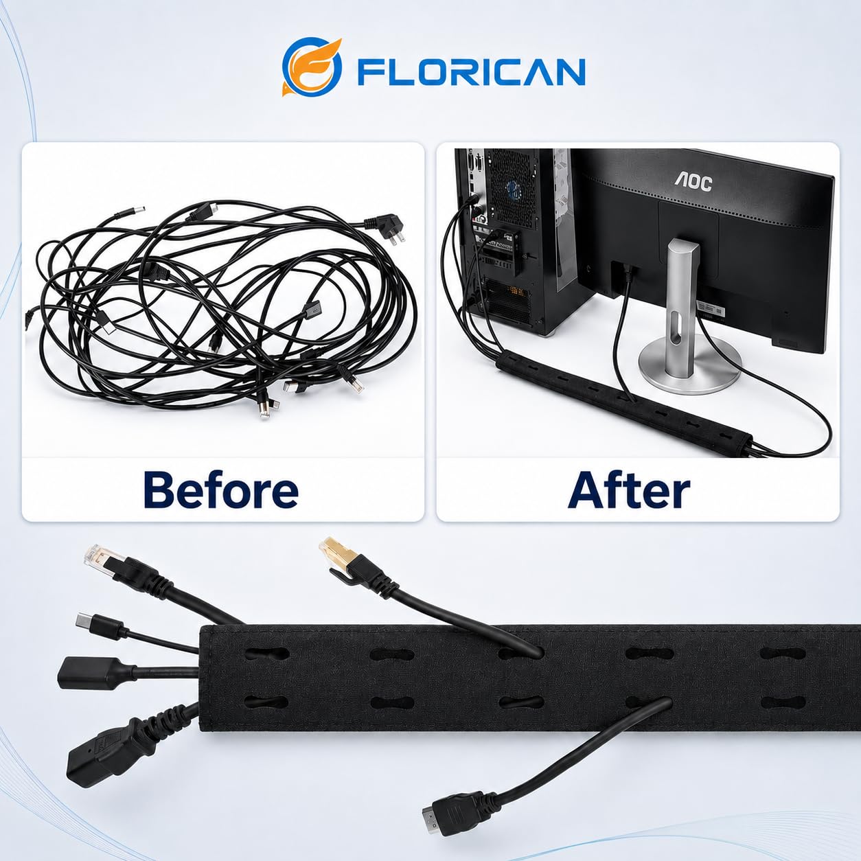 Cable Organizer Sleeves - Keep Cables Tidy -5