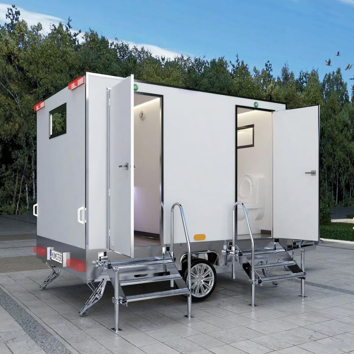 Commercial Towable Restroom Trailer, Luxury Portable Bathroom for Parks, Tourist Attractions, Festivals & Public Outdoor Areas