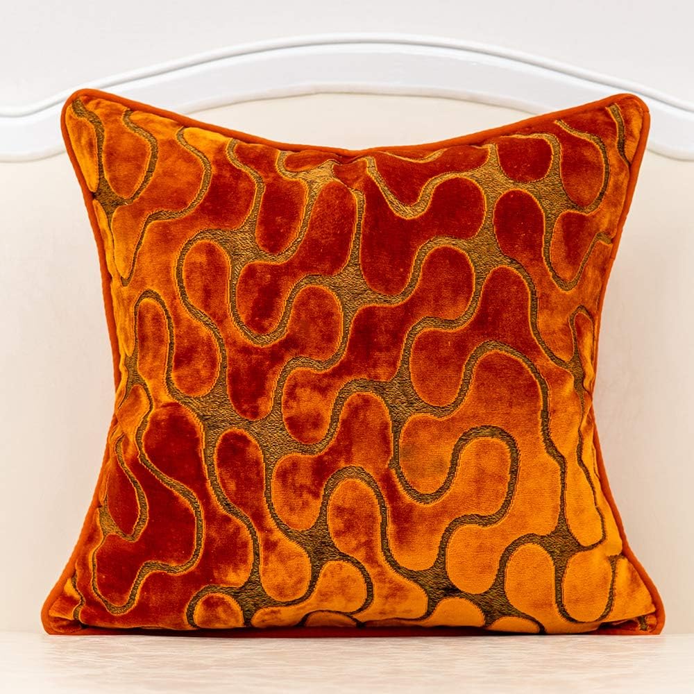 Burnt Orange Velvet Throw Pillow Cover for Couch Sofa