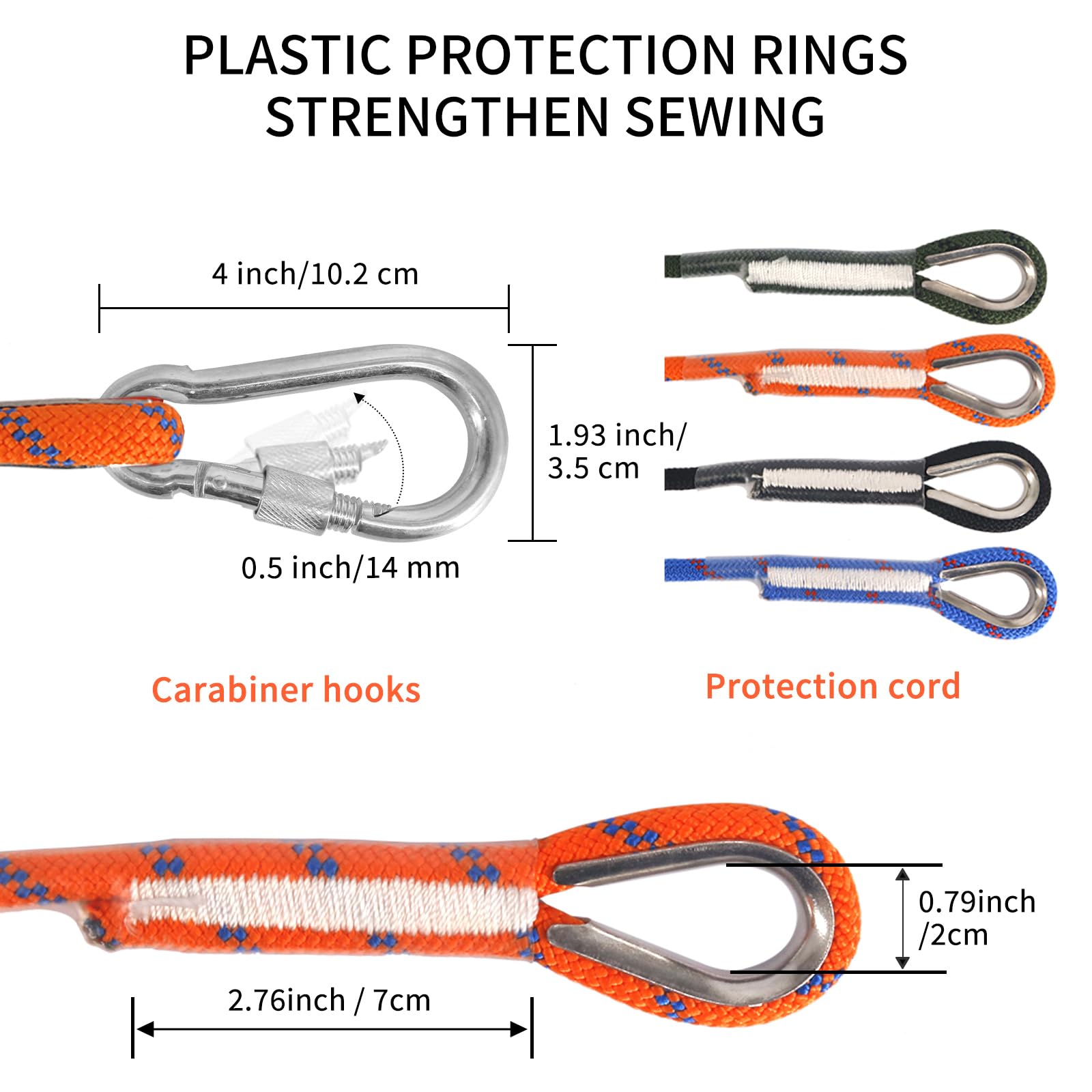 NewDoar 18KN Corde d'escalade Statique 10 mm (3/8 po) Cordon Accessoire Équipement 10m, 20m, 30m, 50m Corde d'évacuation Équipement d'escalade sur Glace Corde de Sauvetage Incendie-Orange/50 m - 5