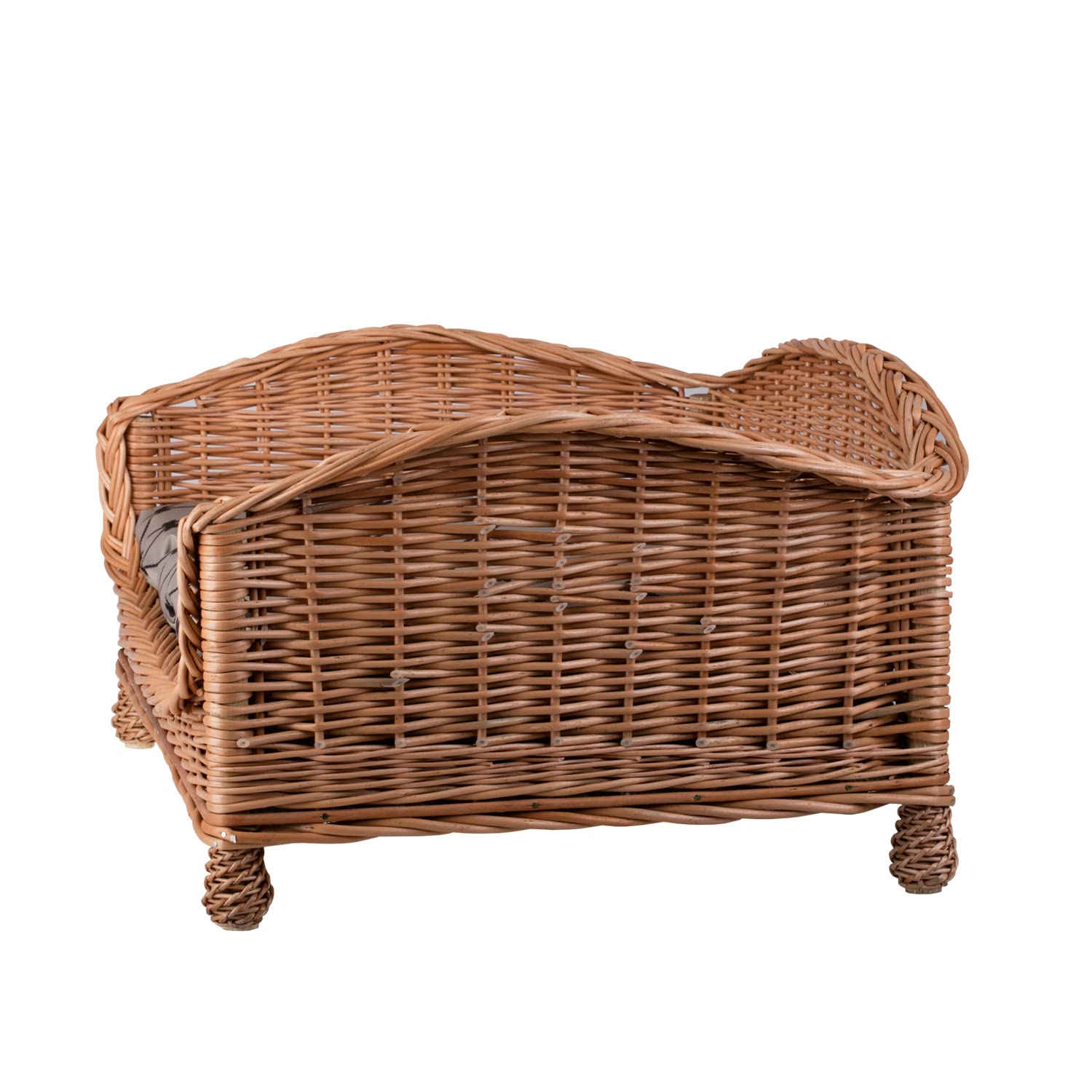 e-wicker24 - Cuccia rialzata in vimini per cani, con morbido cuscino, rilassante e confortevole, divano di lusso per cuccioli – cuccia per animali domestici in tessuto naturale