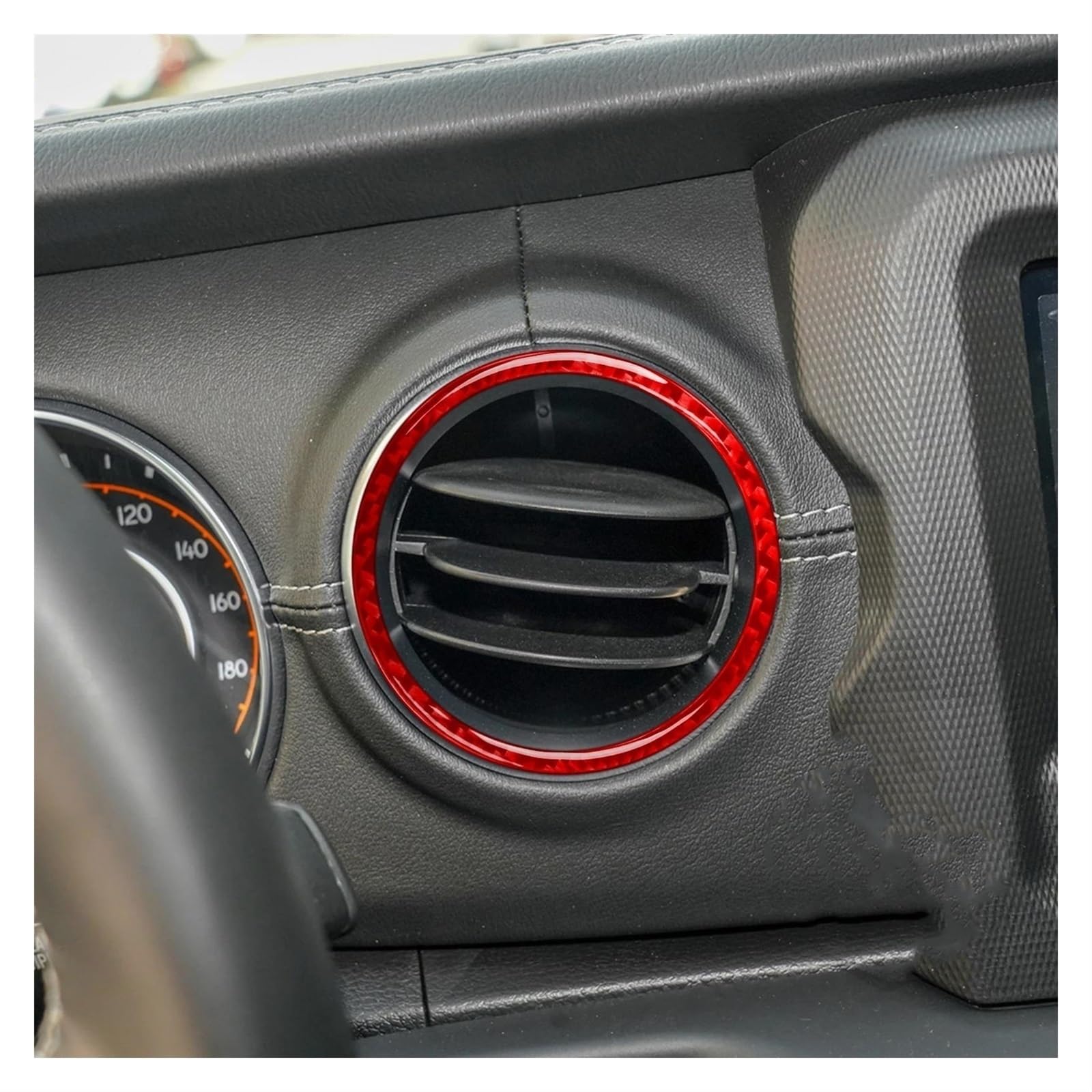 Avvolgimento bracciolo console centrale auto Uscita aria strumento auto per rivestimento anello effetto carbonio adesivo decorazione accessori interni per Gladiatore 2020-2023(Rosso,A)