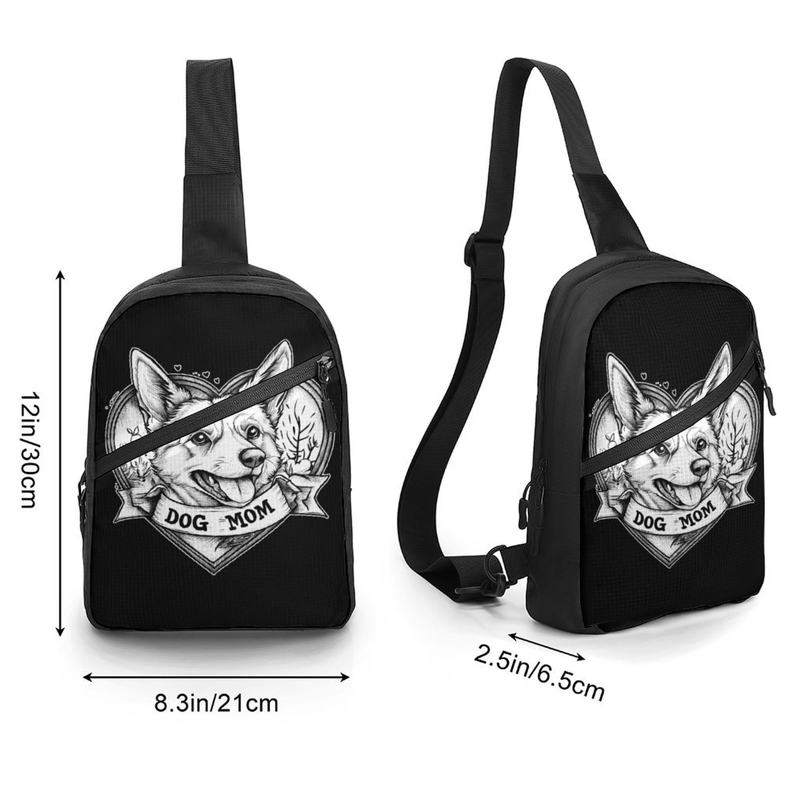 Corgi Dog Mom Chest Bag Foldable Crossbody Unisex Pack Travel Hiking Adjustable Shoulder Straps Sling Bags