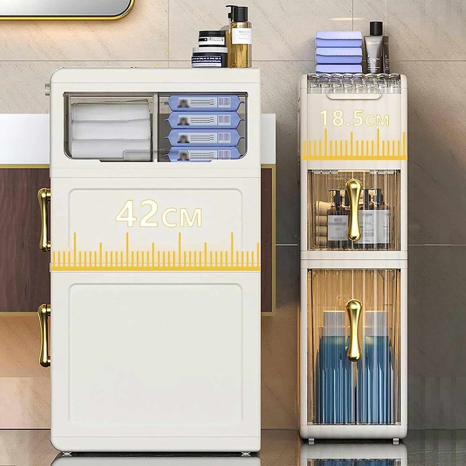Armario de baño con cajones apilables, organizador de Papel higiénico para armario de baño, organizador de espacio Estrecho para baño, estante para cajón, almacenamiento