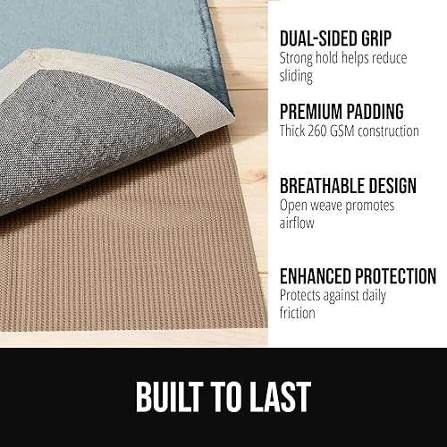 Vista 2 de GORILLA GRIP Almohadilla de agarre extra gruesa de doble cara para suelos de madera dura, transpirable, antideslizante y antideslizante debajo