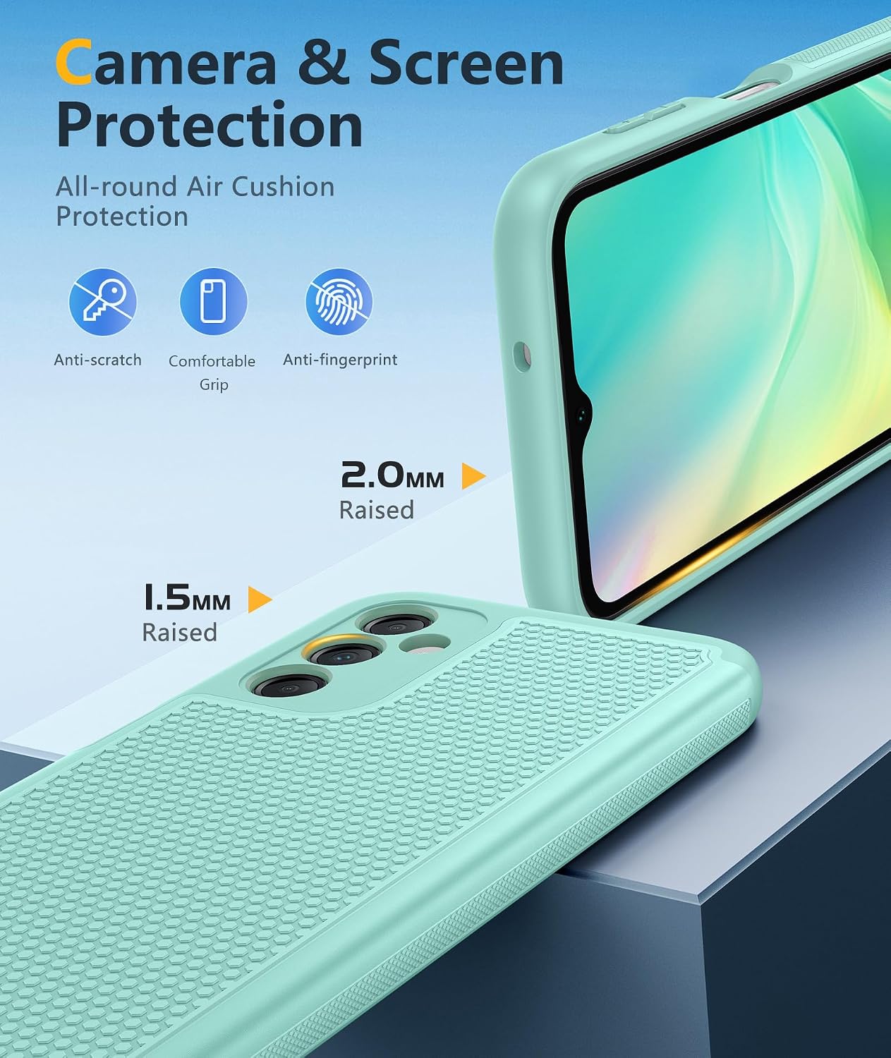 FNTCASE for Samsung Galaxy A14 5G Case: Dual Layer Protective Heavy Duty Cell Phone Cover Shockproof Rugged with Non Slip Textured Back - Military Protection Bumper Tough - 2023, 6.6inch (Mint Green) thumbnail