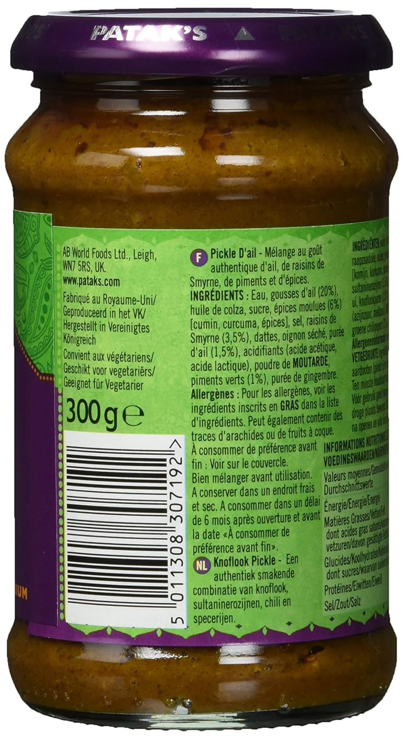 Patak's Garlic Pickle Encurtido de Ajo 283 Gramos