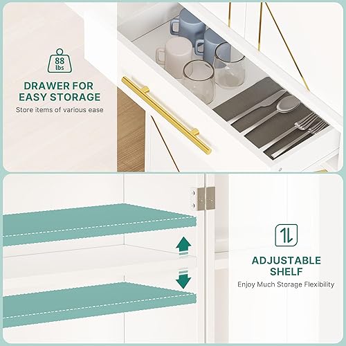 Miniatura 4 de DWVO Armario de almacenamiento de despensa de cocina, armario de almacenamiento de 72 pulgadas de alto, despensas de cocina con cajón y estante