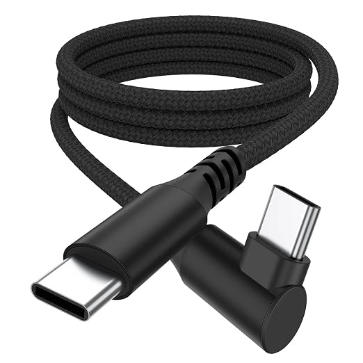 Meliya USB-A to USB-C 90 Degree Angled Cable, Type-C Fast Charging Nylon Braided 3A Cord for iPhone 17/16/15 Pro Max Plus Air, Samsung Galaxy, Huawei, Xiaomi, Redmi, Google Pixel, OPPO-2M