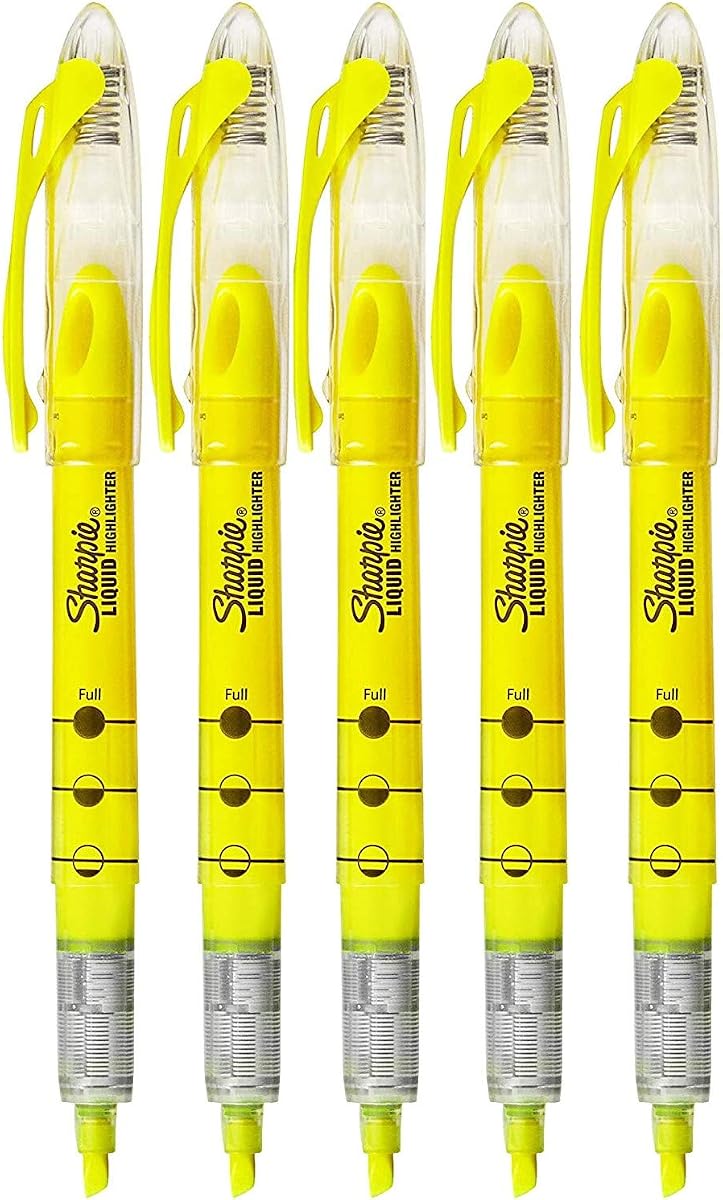 Sharpie Accent Liquid Pen Style Highlighters HILIGHTER,LQD ACCENT,FYW (Pack of5) (1)