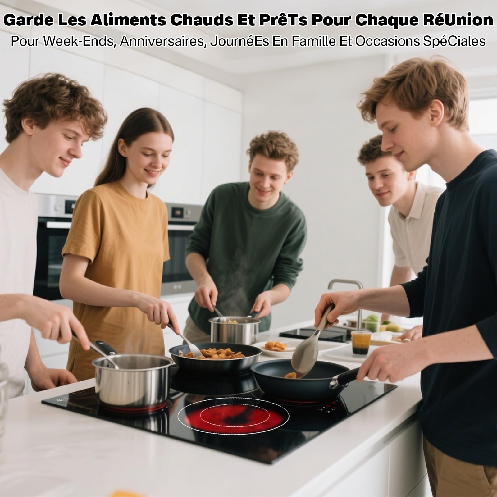 Plaque Vitrocéramique 4 Feux 6700W,Cuisson Électrique Encastrable 220V