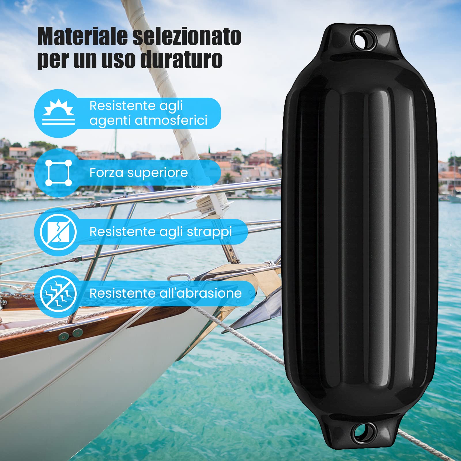 COSTWAY 4 x Parabordi per Barca, Parabordi per Imbarcazioni, Gommonni, Boat Fender