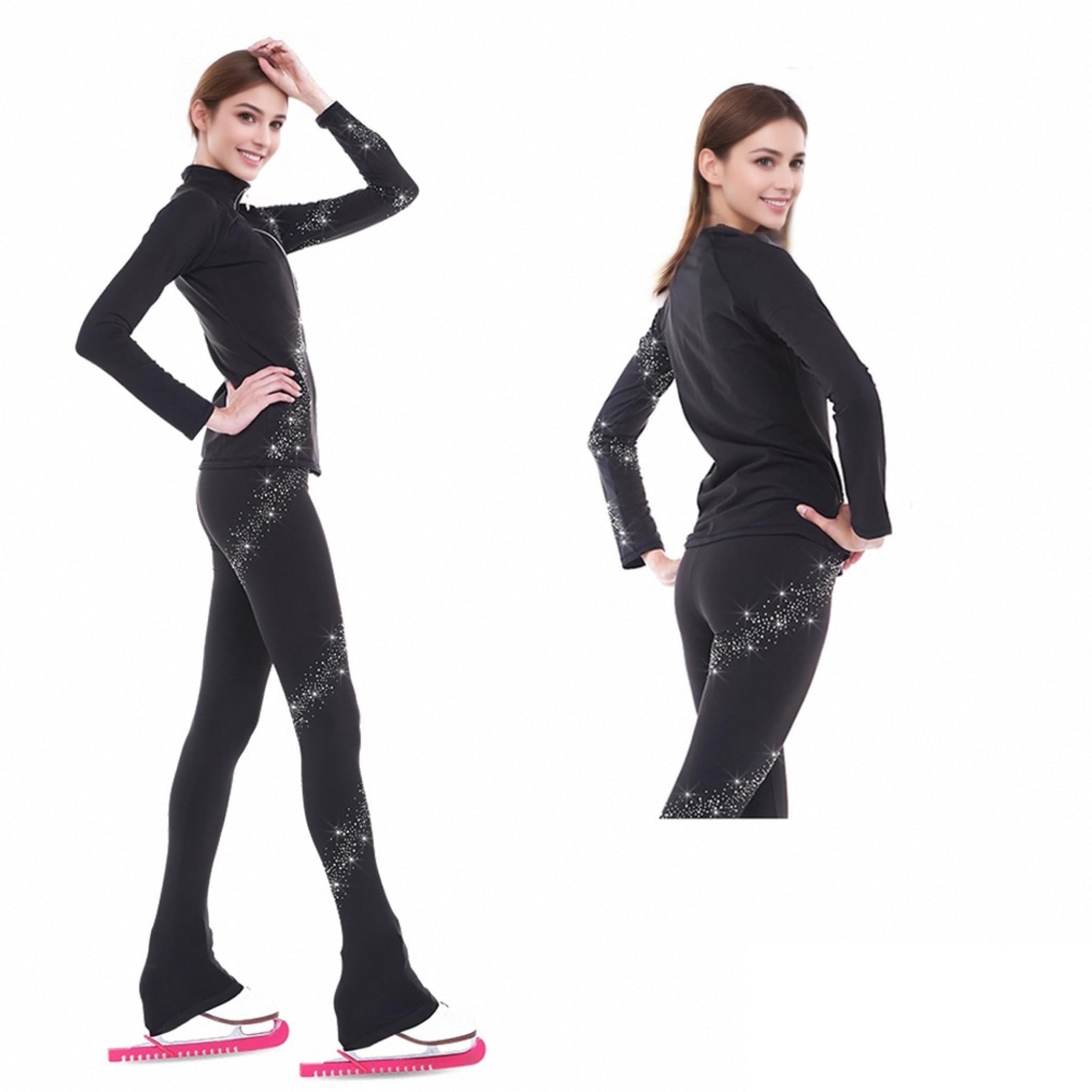 LIUHUO Eiskunstlauf-Jacke, Hose, Fleece, für Mädchen, Wettkampftraining
