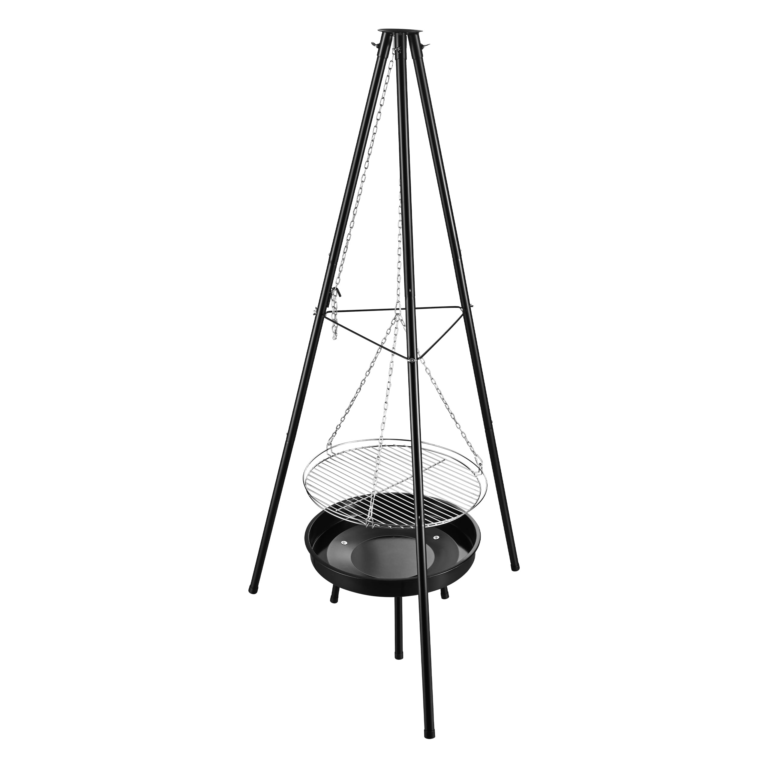 Gregman Roast 30 Holzkohlegrill 2in1 mit höhenverstellbarem Grillrost | Schwenkgrill mit Feuerschale - Dreibein für Feuerschale - faltbarer Gartengrill für Terrasse und Camping - Schwarz