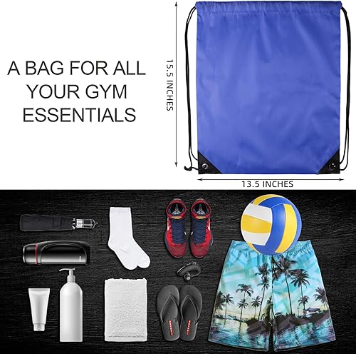 Miniatura 2 de GoodtoU Mochila con cordón Bolsas de cincha Bolsas de cordón Bolso de deporte de cuerda de nylon a granel, Azul Real, Deportes