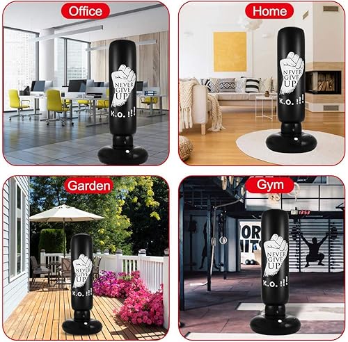 Miniatura 5 de GGTYHAO - Saco de boxeo para niños, 63 pulgadas, saco de boxeo inflable, para niños, rebote para practicar karate, taekwondo, equipo de