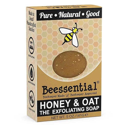 Beessential Jabón en barra de lote pequeño de miel y avena totalmente natural, ideal para hombres, mujeres y niños, sin parabenos, fabricado en los