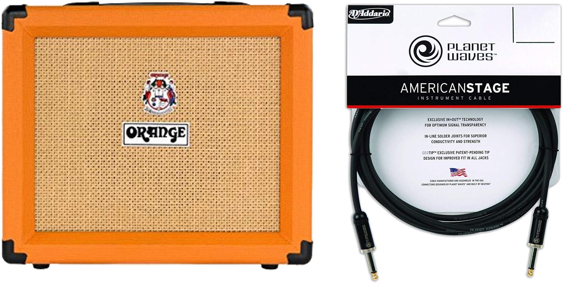 Orange Crush 20RT 1x8" Guitar Combo Amp w/Reverb & Built-In Tuner Cable Bundle