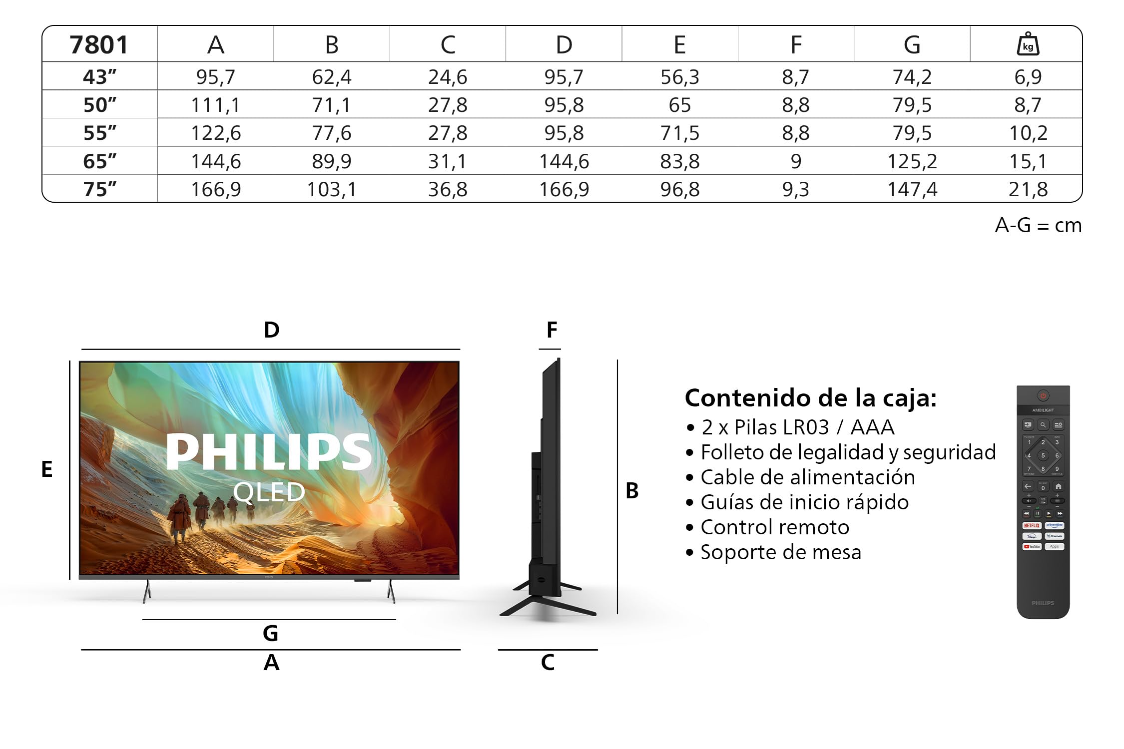 PHILIPS 50PQS7801/12 50 Inch Ambilight 4K LED Smart TV, Pixel Precise Ultra HD, Titan OS, Dolby Atmos Sound