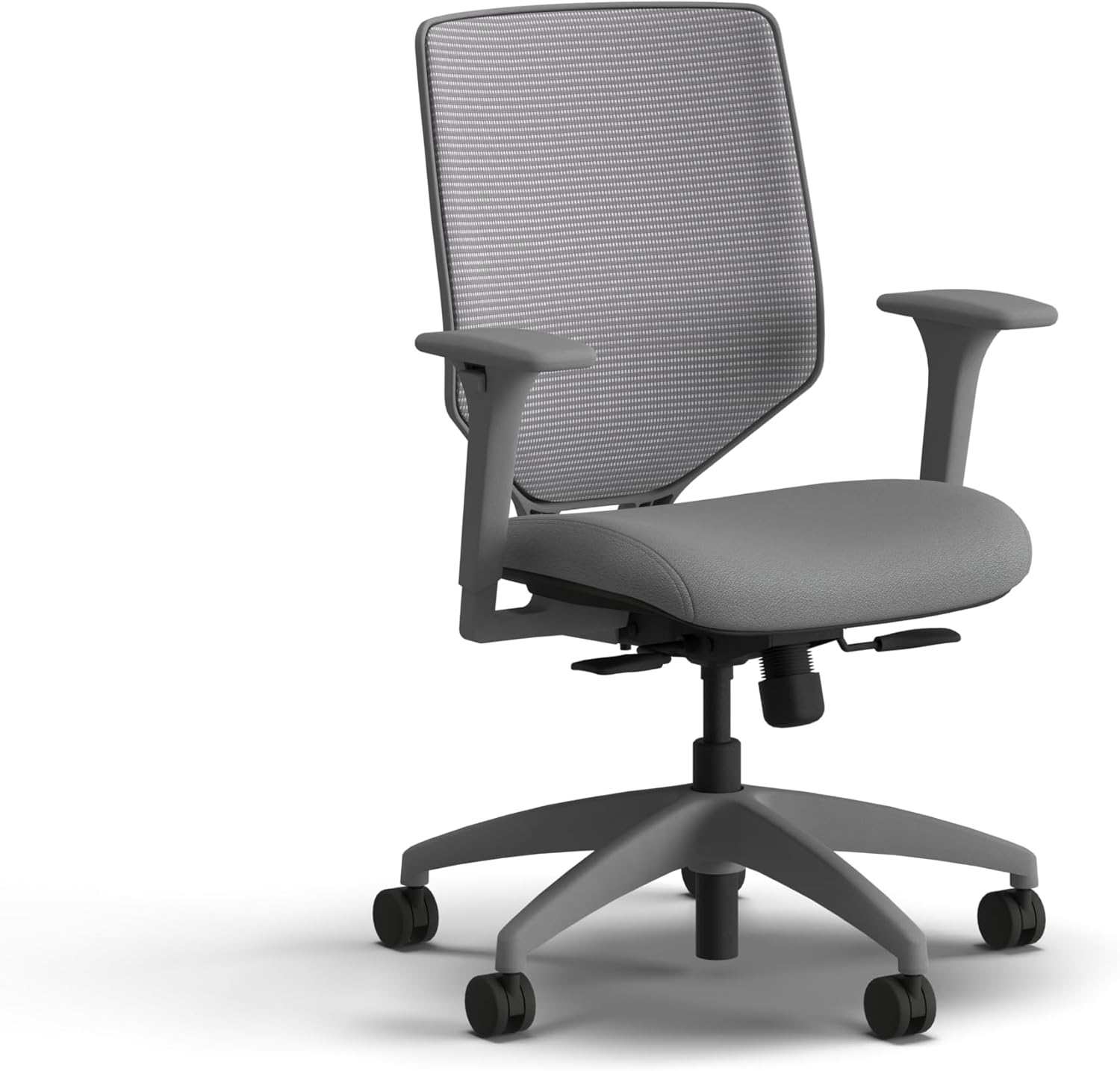 HON Solve Task Chair, Ergonomic Office Chair Mesh Back Support, Adjustable Lumbar Support, with Wheels, Height-Adjustable Arms, for Computers, Desks, Home Office, Black