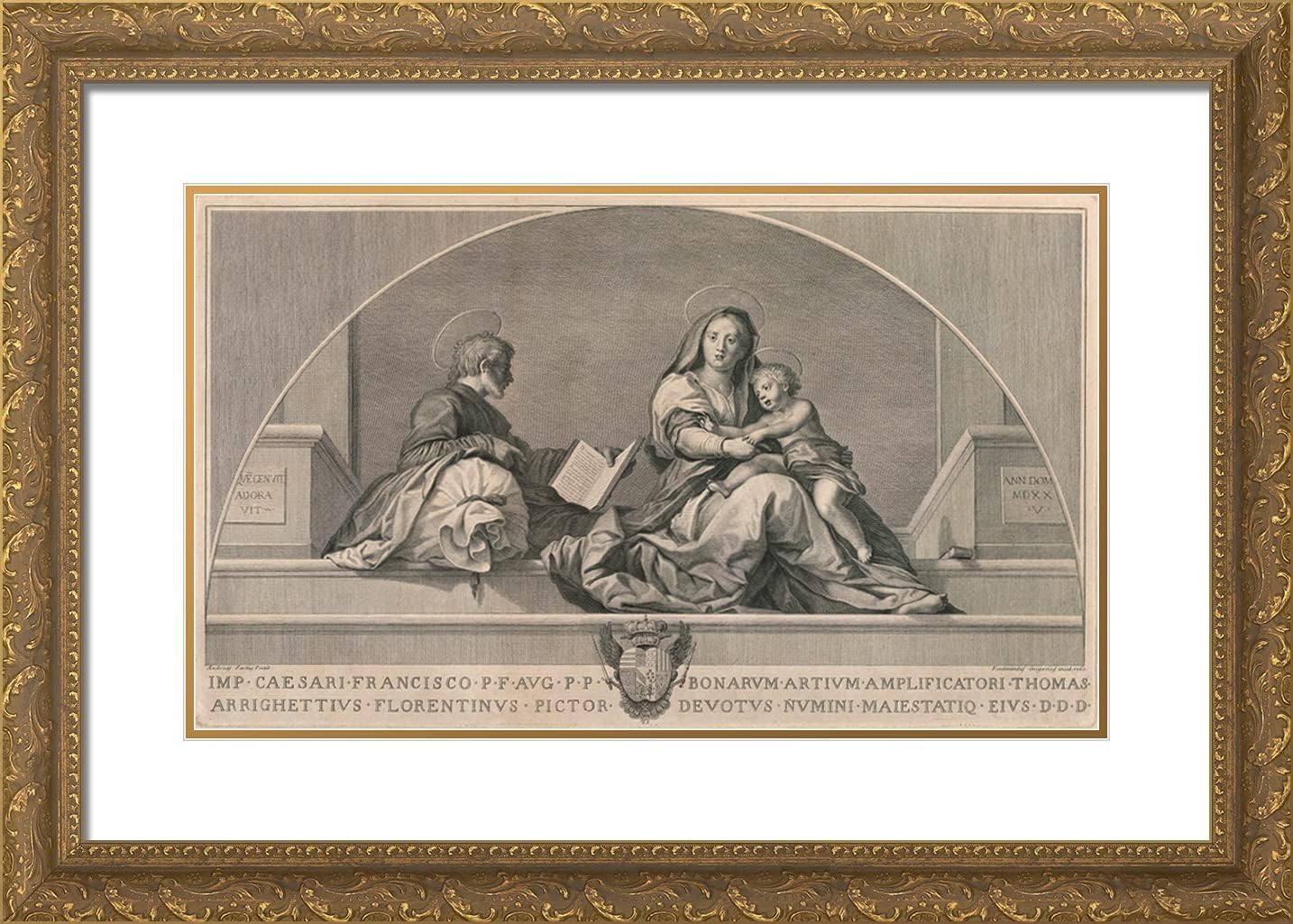 ArtDirect Del Sarto, Andrea 24x17 Gold Ornate Framed Art Print with Double Matting Titled: The Holy Family with a Sack