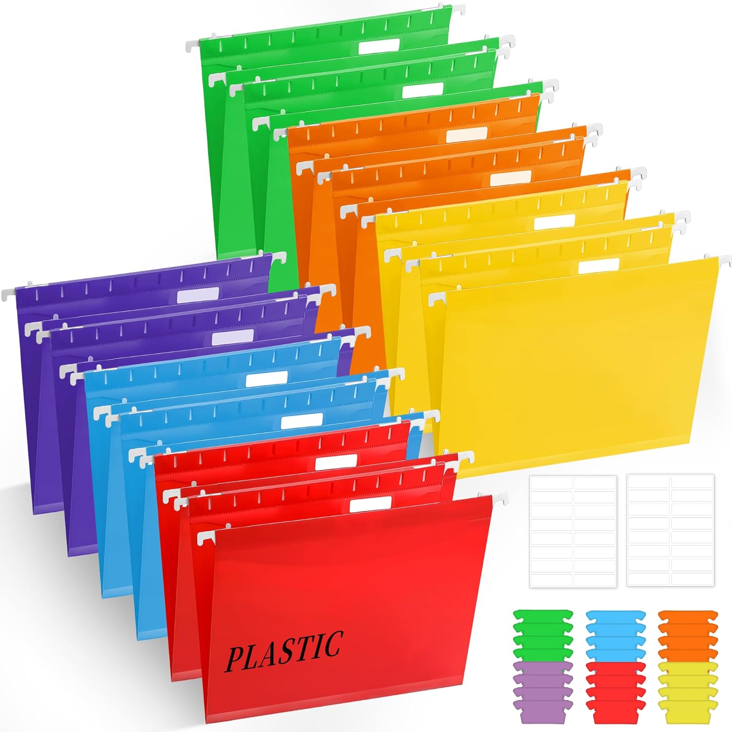 24 Pcs Plastic Hanging File Folders, Letter Size Reinforced Hanging File Folders with Insertable 1/5 Cut Tabs, Assorted Color Coded Organizers for Office Home Filing Cabinets Classroom Supplies 24 Pcs Plastic Hanging File Folders, Letter Size Reinforced Hanging File Folders with Insertable 1/5 Cut Tabs, Assorted Color Coded Organizers for Office Home Filing Cabinets Classroom Supplies