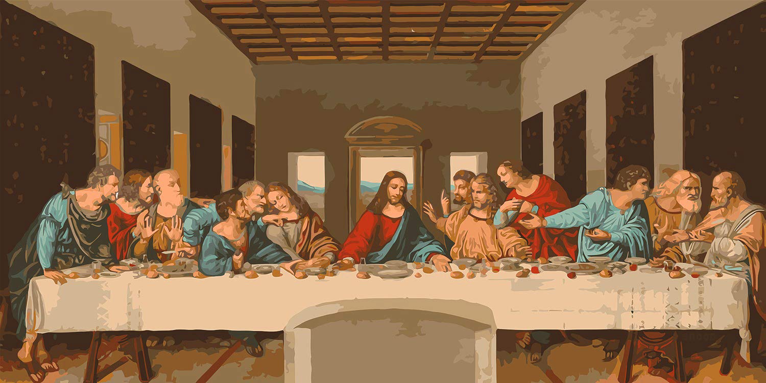 35"x17" Large DIY Oil Painting Paint by Numbers Kit for Adults Kids Beginner - The Last Supper