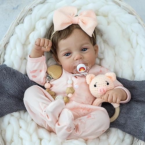 Miniatura 9 de SCOM Muñecas de bebé Reborn realistas, muñecas de bebé recién nacido realistas de 18 pulgadas, adorable niña, muñeca de bebé de la vida real con