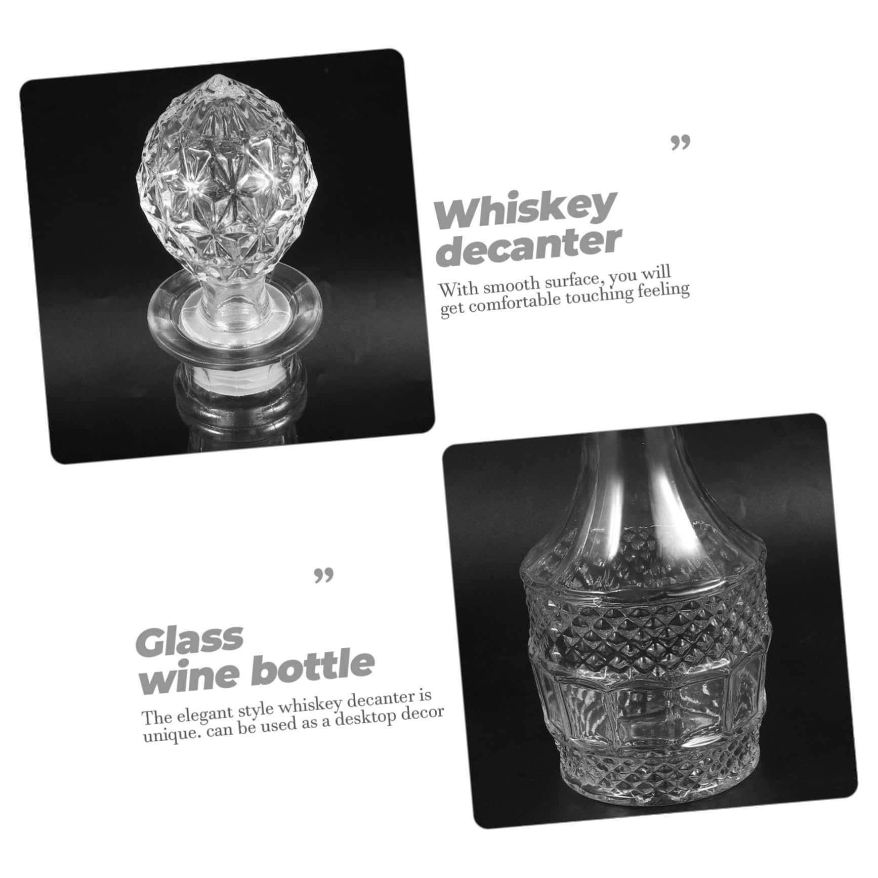 Decanter Per Whisky in Vetro Spesso Da 500ml, Bottiglia Trasparente Per Liquori e Vino, Resistente e Liscia, Adatta Per Bar, Ristoranti e Uso Domestico