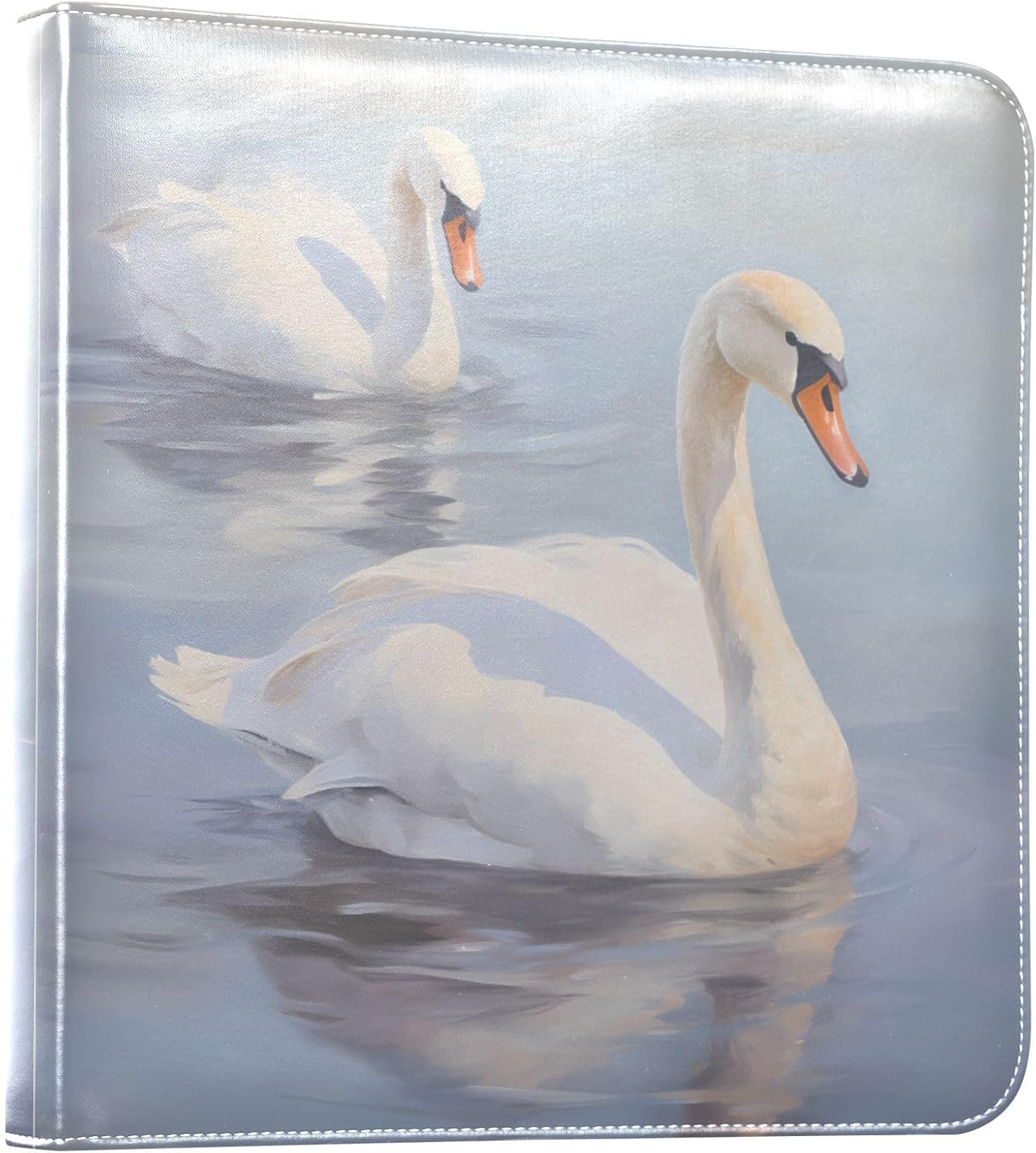 JIPONI Swan Swim Large Photo Album, DIY Leather Cover Scrapbook Albums for 4x6 5x7 6x8 Pictures, Self Adhesive Memory Book for Wedding, Baby, Family