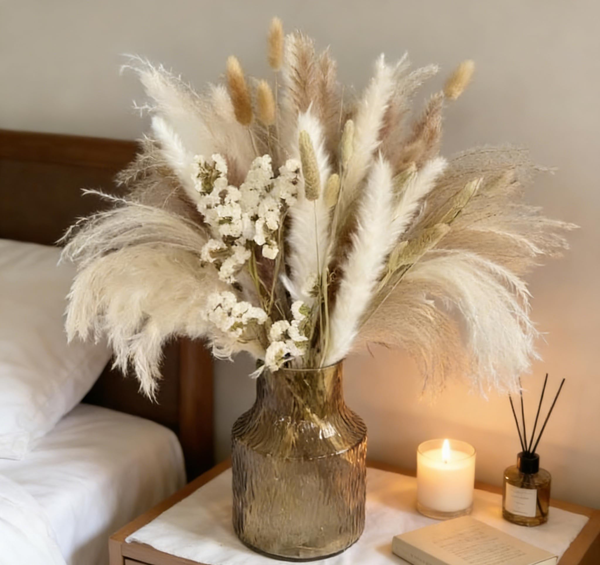 EAHSAP Ramo de Hierba de Pampas Secas Sintético, Ramo de Decoración del Hogar Boho, Flores Secas Phragmites,Decoraciones para el Hoga, Ramo para Arreglos Florales de Bodas