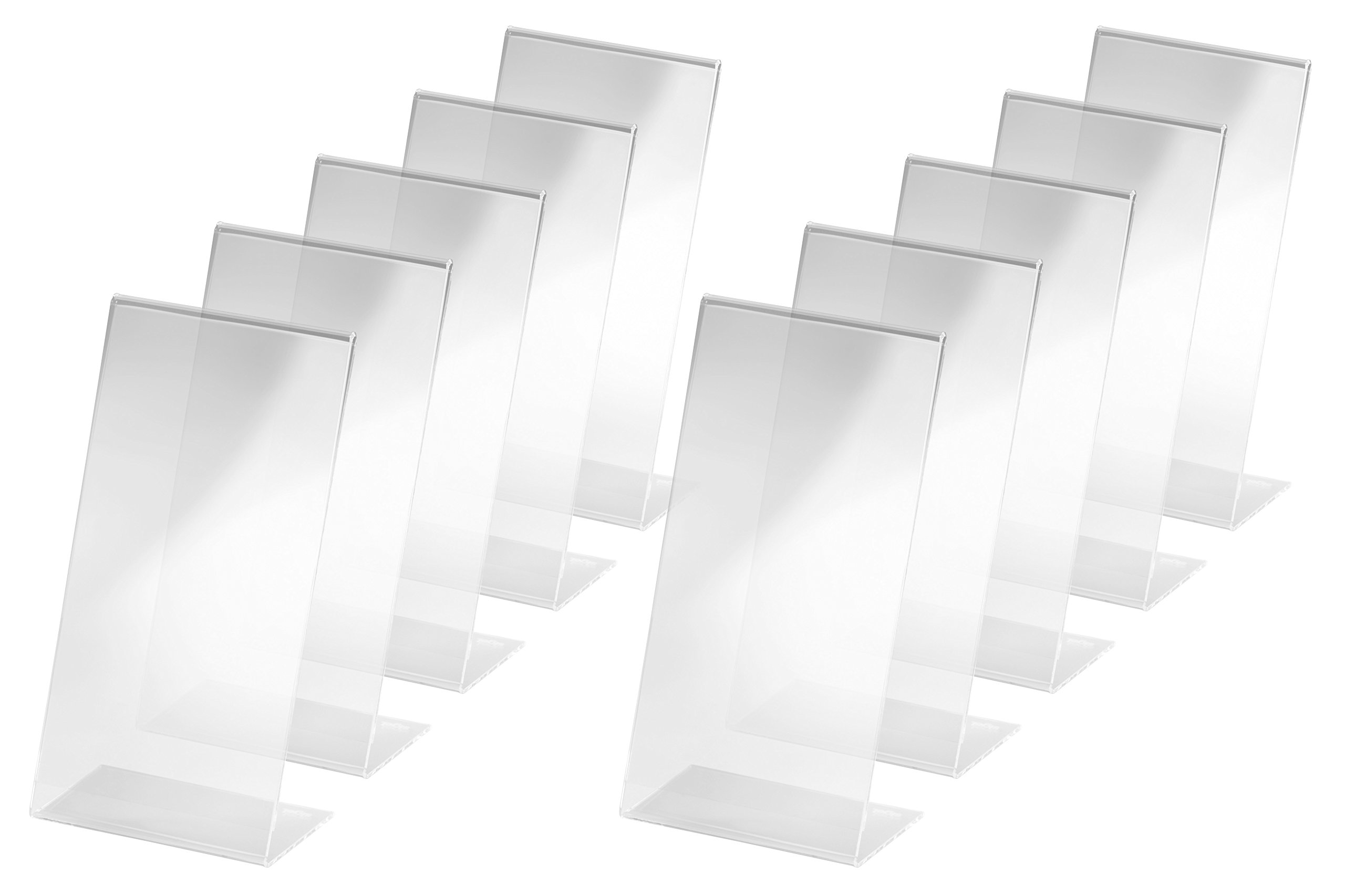 Sigel Table-Top Display Frame, slanted, single-sided presentation, clear, acrylic, 1,8mm, for DL, 1 pc., pack of 10