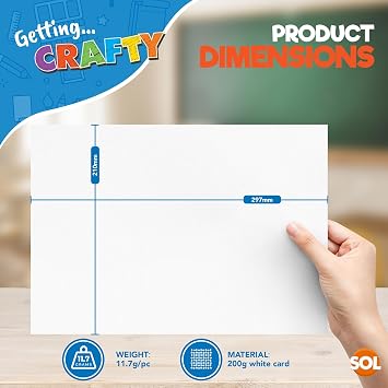 SOL 35pk White A4 Card for Printing - 200gsm Thick White Card A4 Crafting