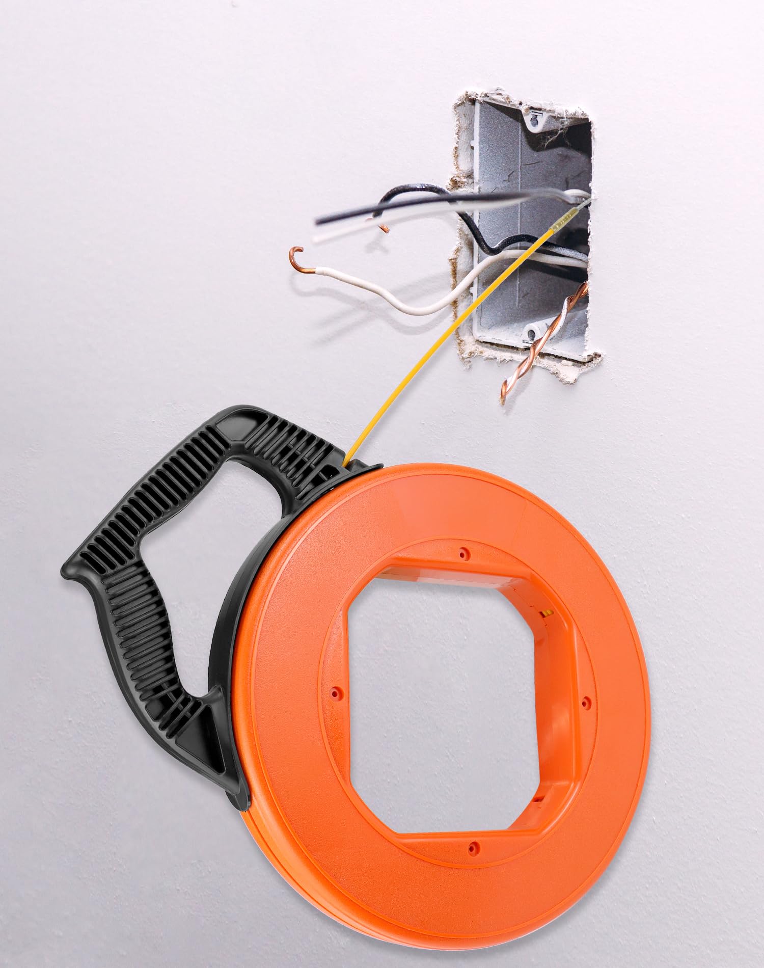 QWORK® Guia pasacables de 50 metros, cinta pasacables, herramientas de electricista, ideal para Colocación de Cables, 4 mm de diámetro