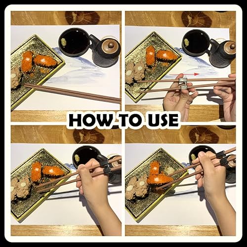 Miniatura 6 de 5 pares de palillos de entrenamiento reutilizables para principiantes y aprendices, paquete de palillos de madera japoneses y juego de ayudante,