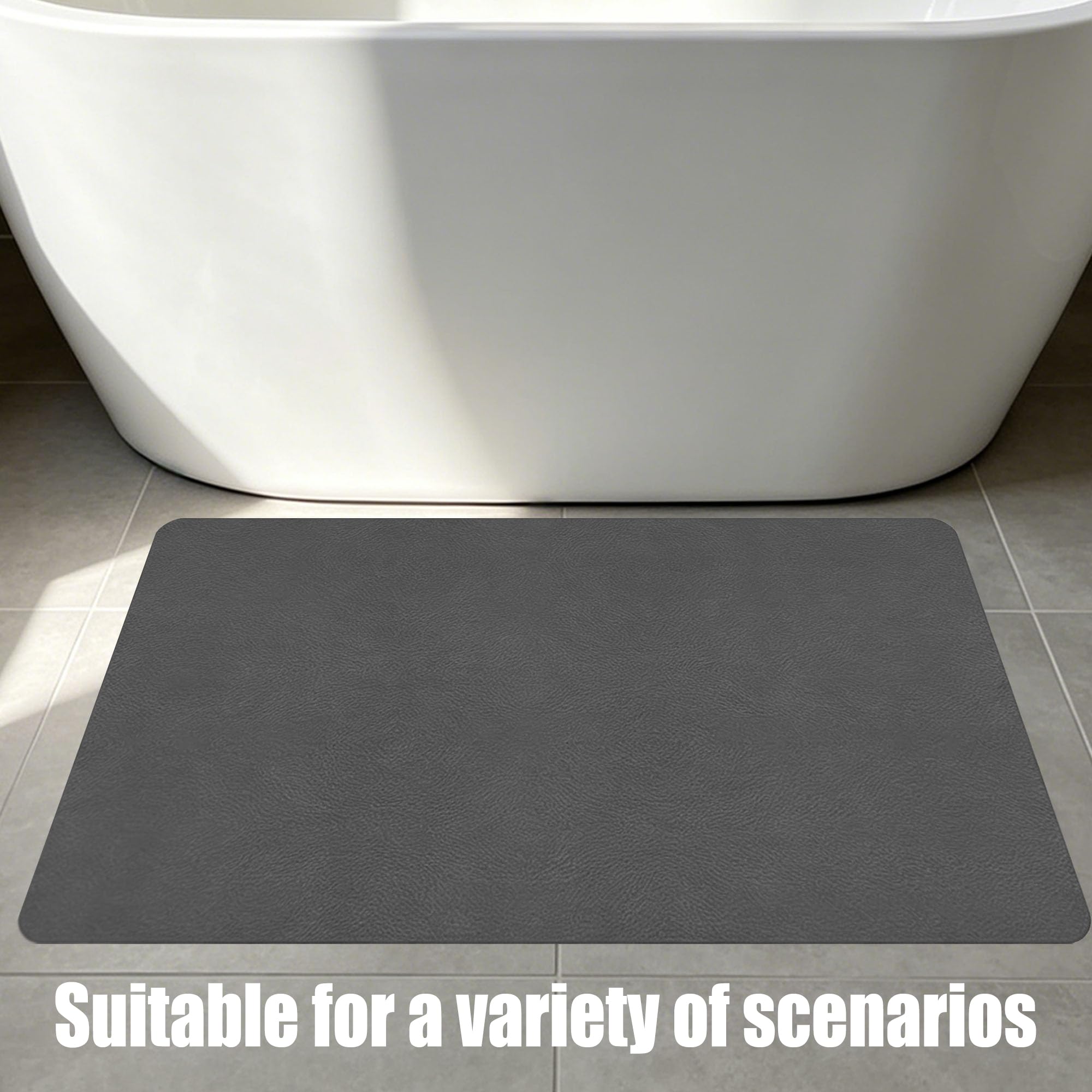 Tappeto Bagno Diatomite 50 x 120 cm Antiscivolo Tappetini da Bagno per Doccia Antimuffa per Pavimento Del Cucina, Piatti, Piante O Animali Domestici, Grigio Scuro