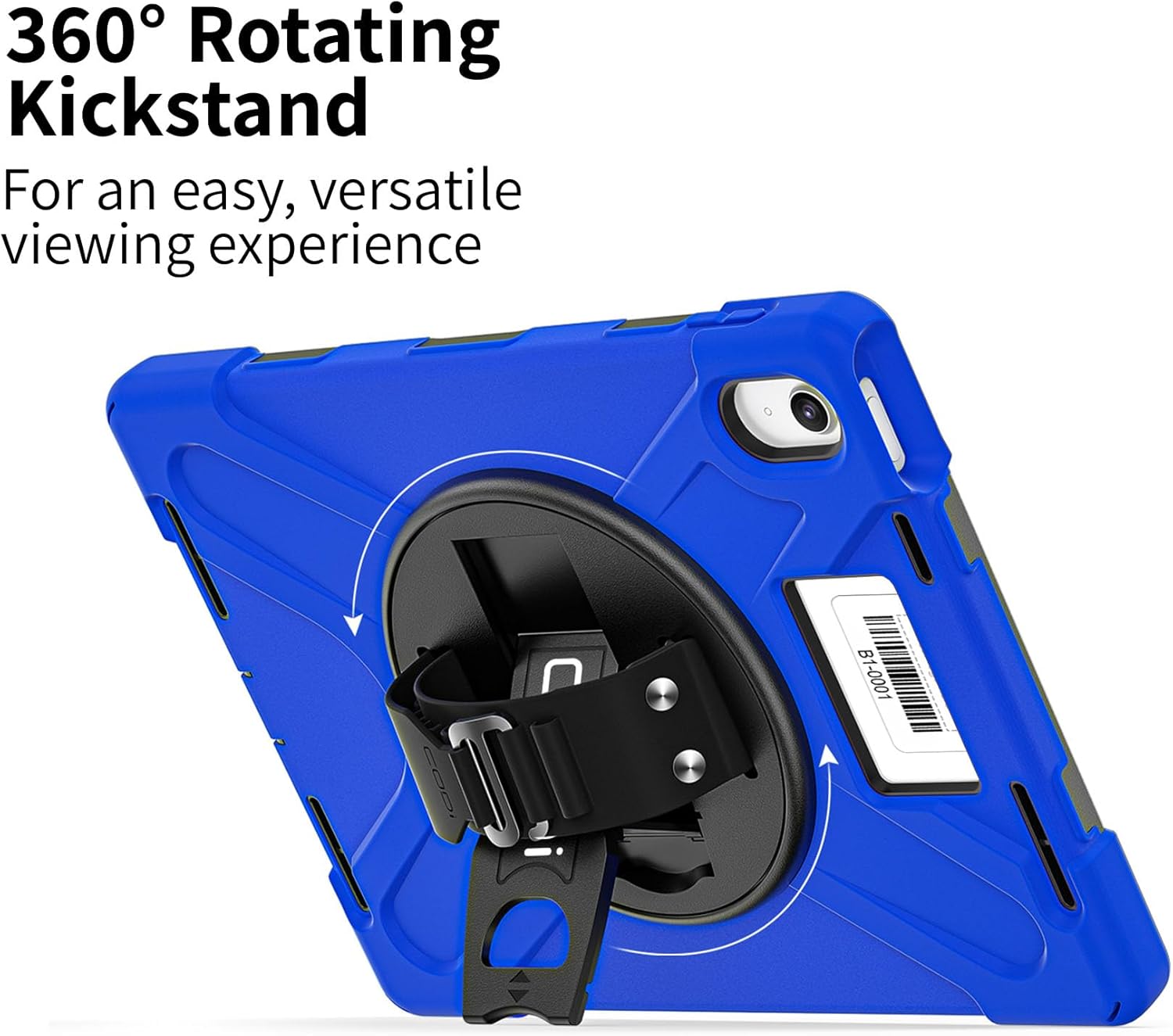 CODi Rugged iPad 11" (A16)/iPad 10.9" (10th Generation) Case with Screen Protector & Asset Tag Window-Blue | 360° Protection, Kickstand & Shoulder Strap