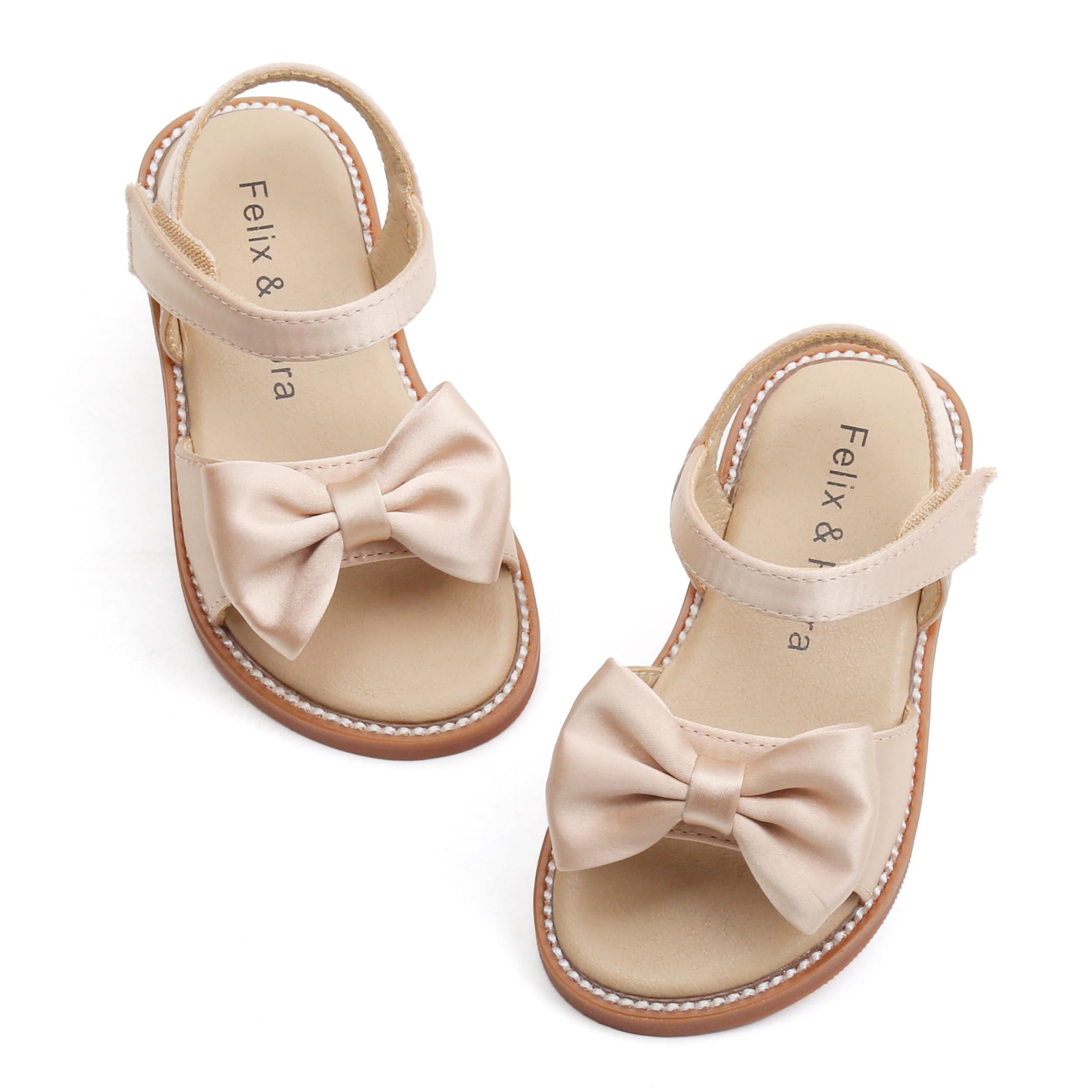 Felix & Flora Toddler Girl Sandals - Flower Girl Dress Shoes Open Toe Little Kid Summer Flats
