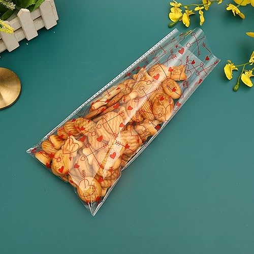 Miniatura 5 de WRBAJIS Bolsas de regalo de celofán de San Valentín, 100 bolsas de dulces transparentes, bolsas de dulces de San Valentín con lazos para galletas,