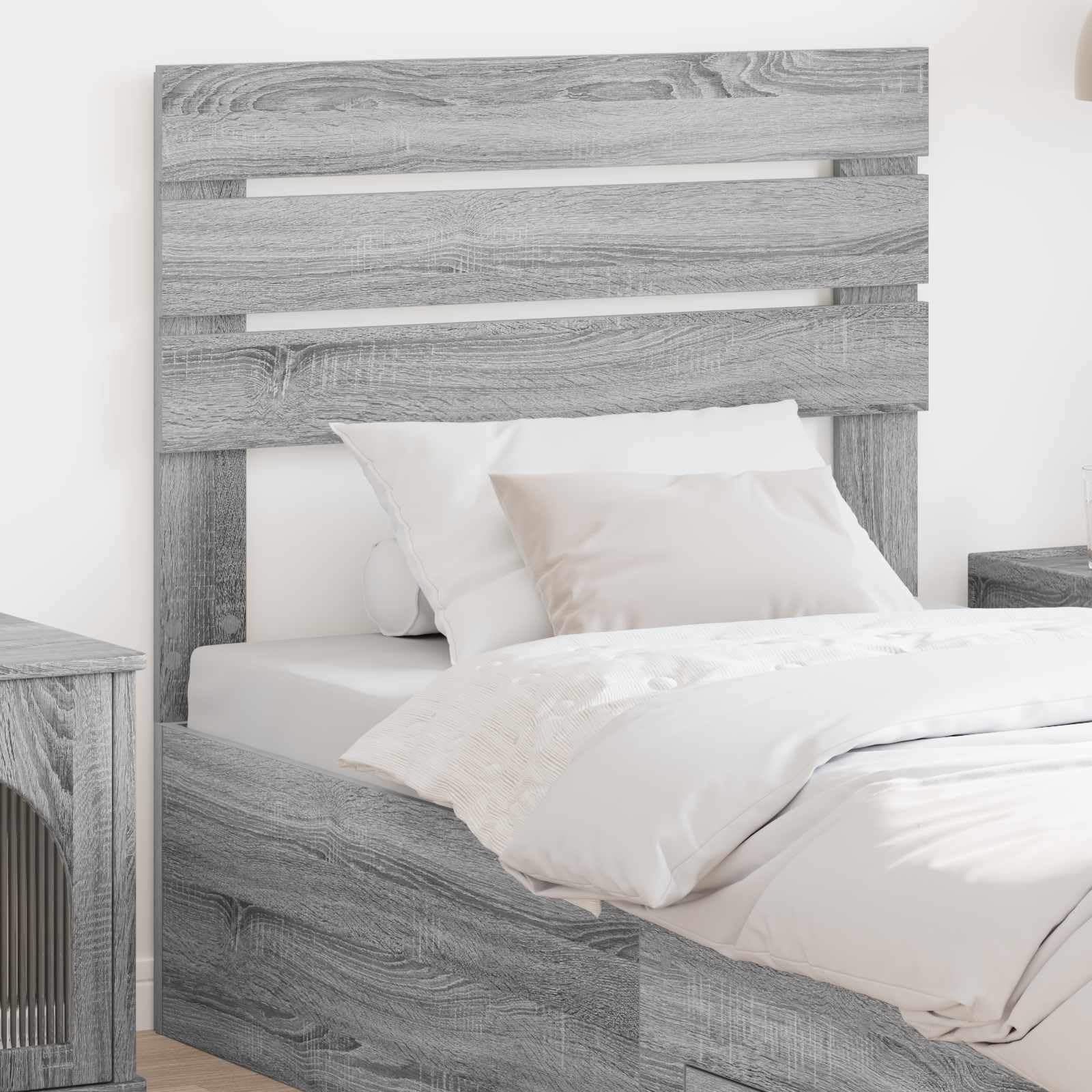 Testiera moderna Sonoma grigia, 75 cm, realizzata in legno resistente, design sottile, facile da pulire, ideale per camere da letto e spazi aperti