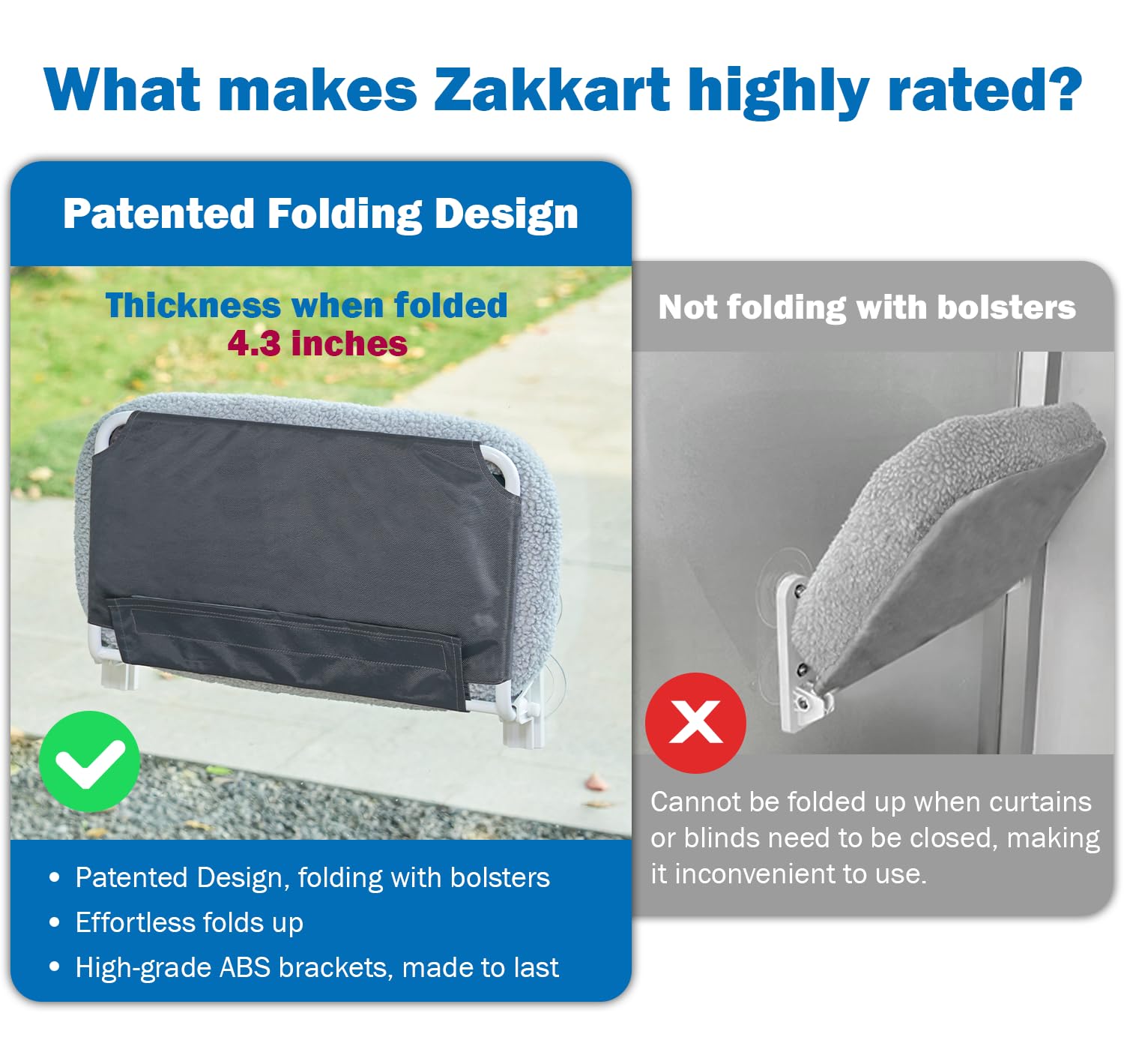 Zakkart Foldable Cat Hammock for Window, Cordless, Machine Washable Bed - Image 3