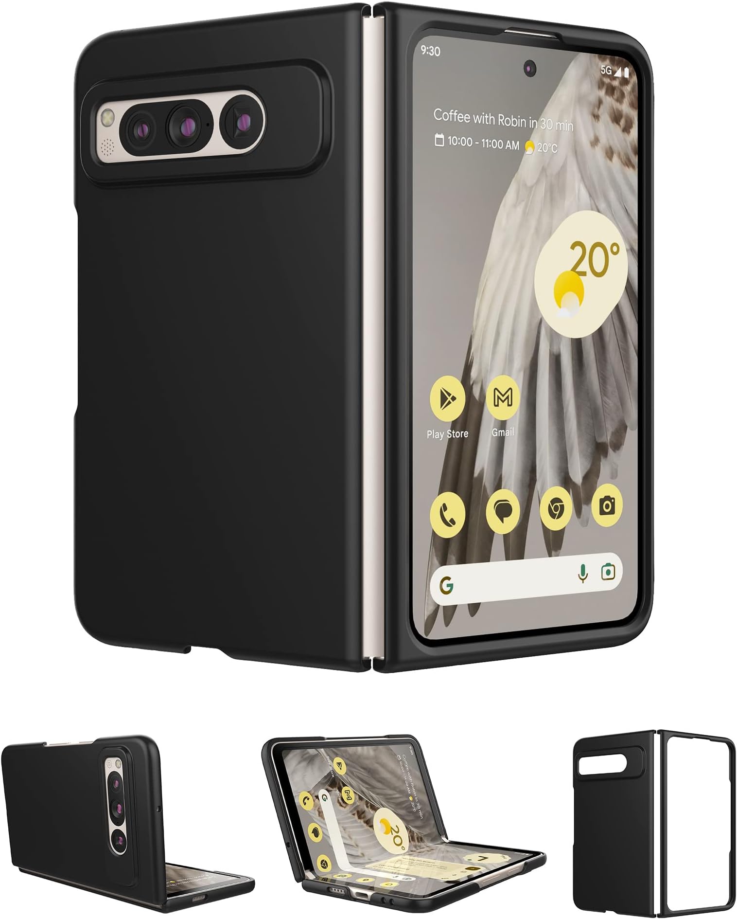 Foluu for Google Pixel Fold Case 2023, Slim Phone Case, Premium Thin Full Protection Matte PC with Non-Slip Grip Protective Cover (Black)