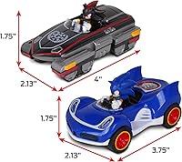 Vista 3 de NKOK Sonic Transformed All-Stars Racing Pull Back Action: Shadow and Sonic Hedgehog, Two Vehicles, Video Game Legends, No Batteries Required, Pull