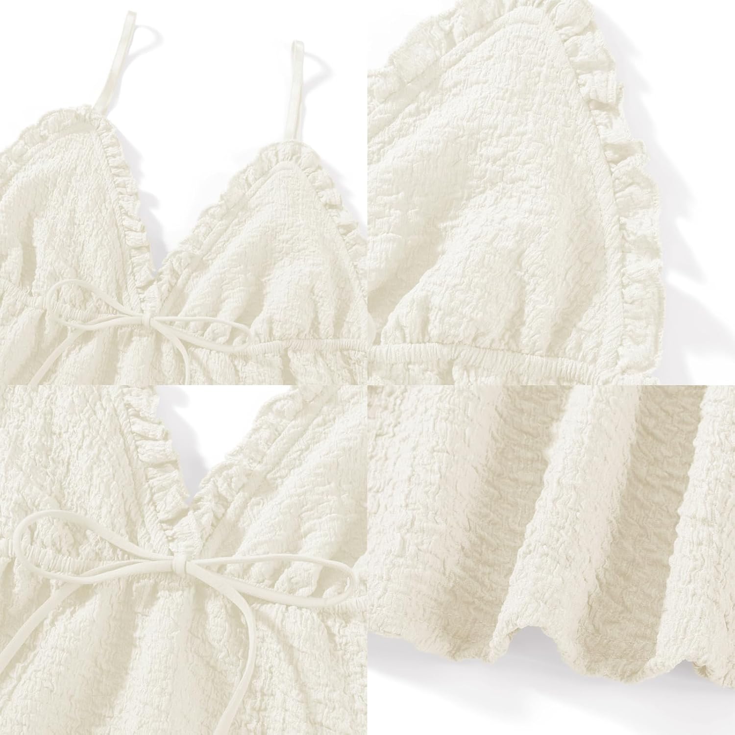 Women Y2K Ruched Cami Top Coquette Ruffle Hem V Neck Spaghetti Strap Crop Tank Top Cute Summer Going Out Vest Shirt - Image 8